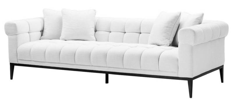 Casa Padrino Sofa Luxus Sofa Weiß / Schwarz 240 x 98 x H. 69 cm - Wohnzimmer Sofa mit 4 Kissen - Wohnzimmer Möbel - Luxus Möbel von Casa Padrino