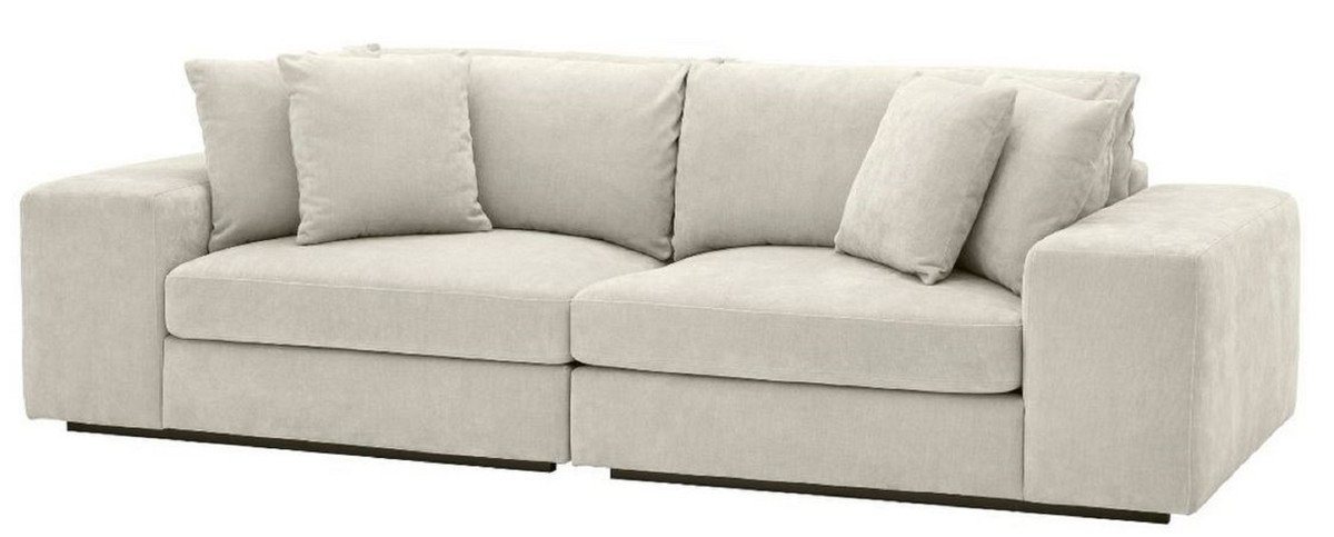 Casa Padrino Sofa Luxus Wohnzimmer Sofa mit Kissen Sandfarben / Schwarz 280 x 120 x H. 90 cm - Luxus Qualität von Casa Padrino