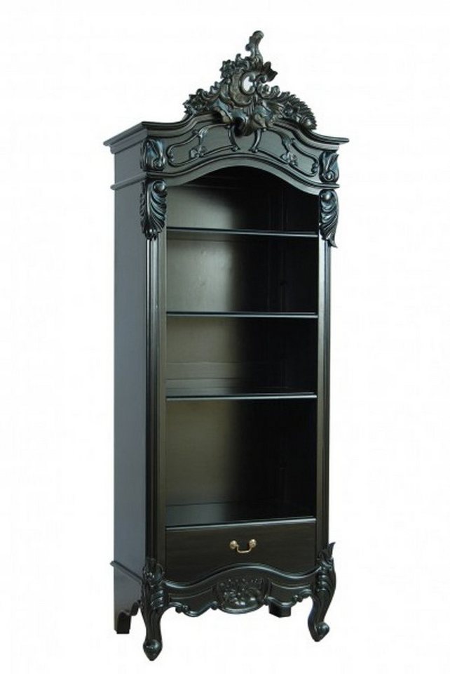 Casa Padrino Stauraumschrank Barock Bücherschrank Schwarz Hochglanz B 85 x H 190 cm Bücherregal Regal Schrank von Casa Padrino