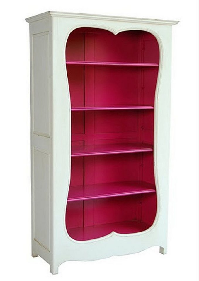 Casa Padrino Stauraumschrank Barock Bücherschrank Weiss / Pink B 110 x H 185 cm Bücherregal Regal Schrank von Casa Padrino