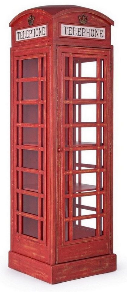 Casa Padrino Stauraumschrank Casa Padrino Landhausstil Bücherschrank Telefonzelle Antik Rot 55 x 51,5 x H. 180 cm - Telefonzellen Regalschrank im englischen Stil - Wohnzimmer Möbel im Landhausstil - Landhausstil Möbel von Casa Padrino