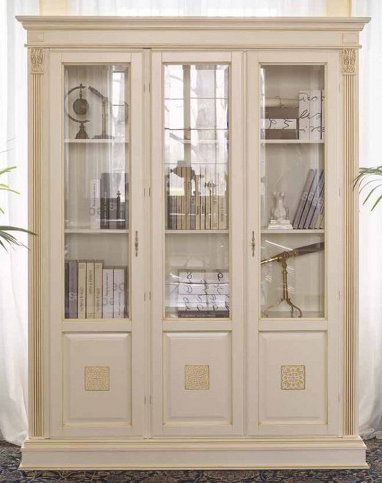 Casa Padrino Stauraumschrank Casa Padrino Luxus Barock Vitrinenschrank mit Glastüren Antik Creme 165 x H 215 cm Buffetschrank Bücherschrank - Made in Italy von Casa Padrino