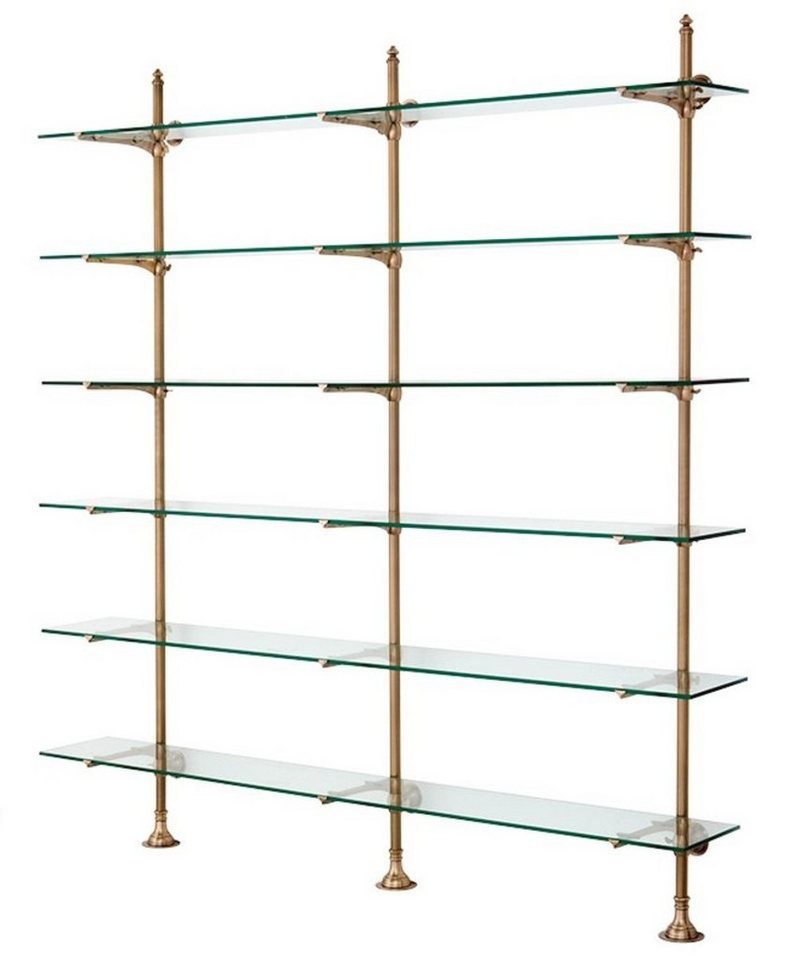 Casa Padrino Stauraumschrank Designer Doppel-Wandregal Antik Messing 220 x 41 x H. 240 cm - Luxus Wohnzimmer Möbel Casa Padrino Stauraumschrank Designer Doppel-Wandregal Antik Messing 220 x 41 x H. 240 cm - Luxus Wohnzimmer Möbel von Casa Padrino