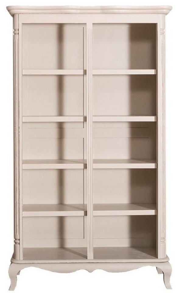 Casa Padrino Stauraumschrank Landhausstil Bücherschrank Antik Hellgrau 112 x 49 x H. 190 cm - Wohnzimmerschrank im Shabby Chic Look von Casa Padrino