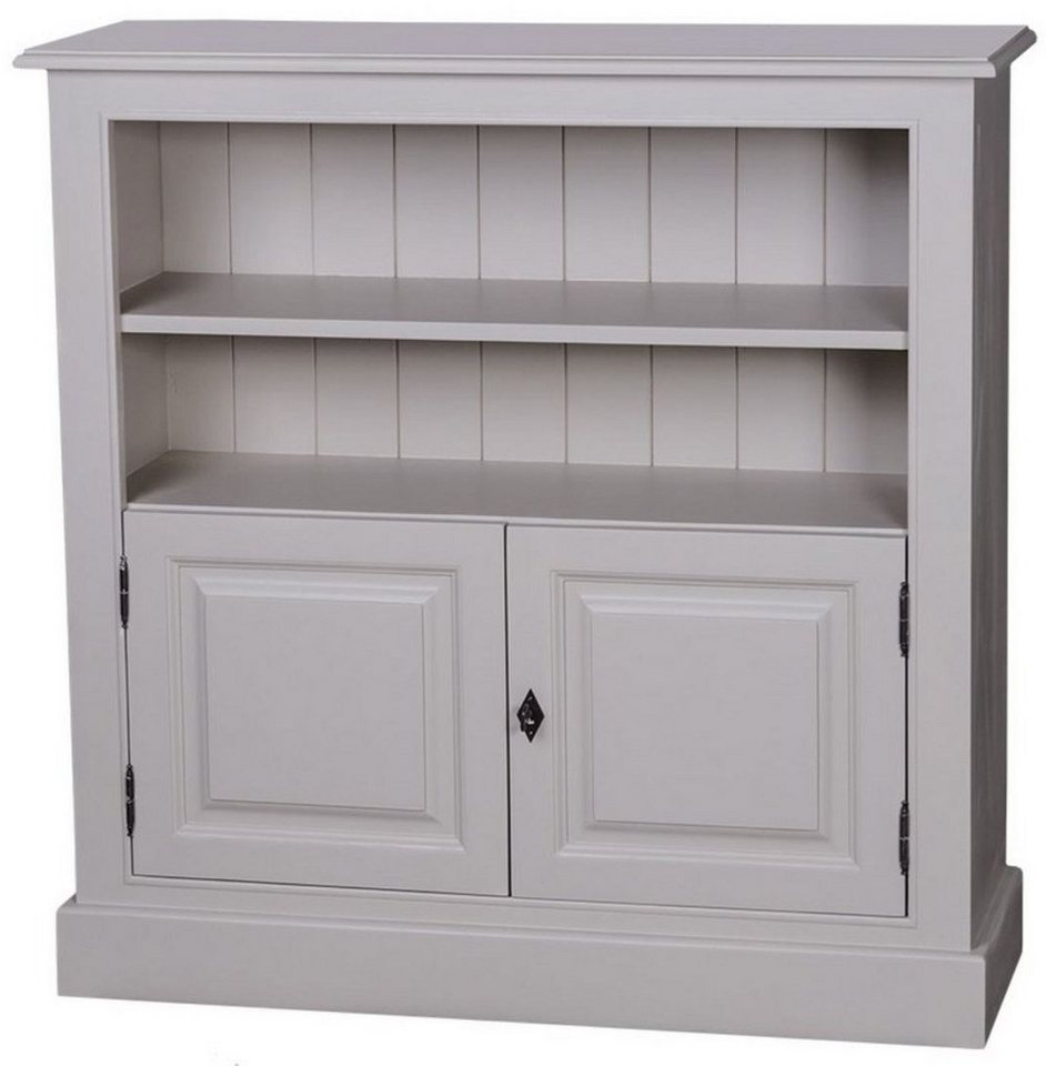 Casa Padrino Stauraumschrank Landhausstil Bücherschrank Grau 102 x 35 x H. 102 cm - Wohnzimmermöbel im Landhausstil von Casa Padrino