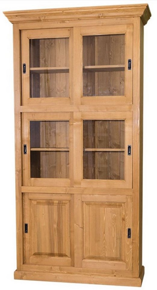 Casa Padrino Stauraumschrank Landhausstil Bücherschrank Hellbraun 110 x 40 x H. 210 cm - Wohnzimmerschrank mit 6 Schiebetüren von Casa Padrino