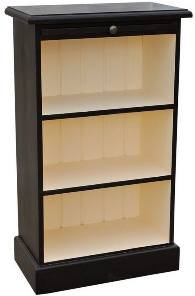 Casa Padrino Stauraumschrank Landhausstil Bücherschrank Schwarz / Creme 58 x 32 x H. 98 cm - Landhausstil Büromöbel von Casa Padrino