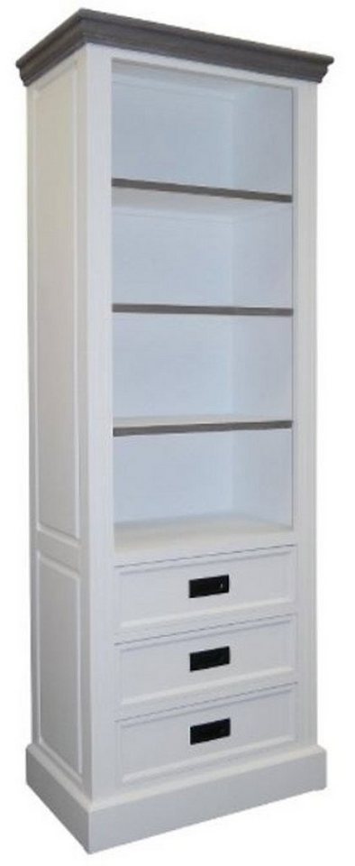 Casa Padrino Stauraumschrank Landhausstil Bücherschrank Weiß / Grau 68 x 39 x H. 180 cm - Landhausstil Möbel von Casa Padrino