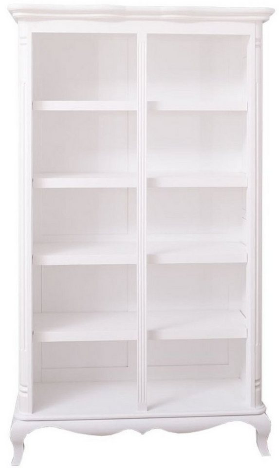 Casa Padrino Stauraumschrank Landhausstil Bücherschrank Weiß 112 x 49 x H. 190 cm - Massivholz Regalschrank - Wohnzimmerschrank - Büroschrank von Casa Padrino