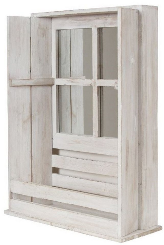 Casa Padrino Stauraumschrank Landhausstil Shabby Chic Wandhängeschrank Antik Weiß 44 x 17 x H. 59 cm - Handgefertigter Hängeschrank mit Spiegel von Casa Padrino