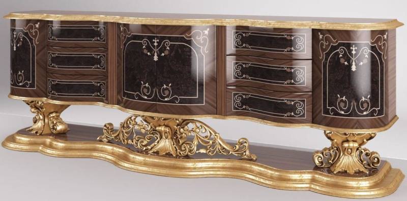 Casa Padrino Stauraumschrank Luxus Barock Sideboard Braun / Antik Gold 305 x 50 x H. 115 cm - Prunkvoller Wohnzimmer Schrank - Edel & Prunkvoll Casa Padrino Stauraumschrank Luxus Barock Sideboard Braun / Antik Gold 305 x 50 x H. 115 cm - Prunkvoller Wohnzimmer Schrank - Edel & Prunkvoll von Casa Padrino