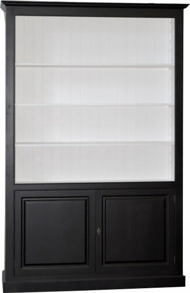 Casa Padrino Stauraumschrank Luxus Bücherschrank Schwarz / Weiß B 168 x H 254 cm Bücherregal Regal Schrank - Art Deco Jugendstil Hotel Möbel von Casa Padrino