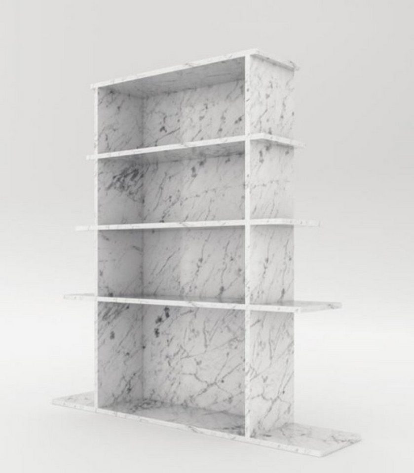 Casa Padrino Stauraumschrank Luxus Marmor Regalschrank Weiß 100 x 32 x H. 140 cm - Carrara Marmor Schrank mit 3 Regalen - Bücherschrank - Wohnzimmerschrank - Büroschrank - Luxus Marmor Möbel von Casa Padrino