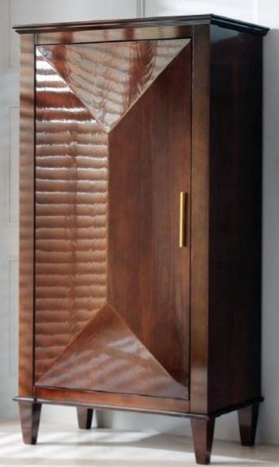 Casa Padrino Stauraumschrank Luxus Neoklassik Massivholz Schrank Braun / Gold 79 x 45 x H. 147 cm - Wohnzimmerschrank mit Tür - Wohnzimmer Möbel von Casa Padrino