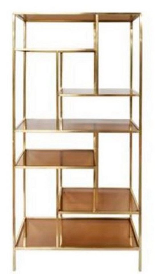 Casa Padrino Stauraumschrank Luxus Regalschrank Gold / Braun 80 x 35 x H. 180 cm - Wohnzimmerschrank - Bücherschrank von Casa Padrino