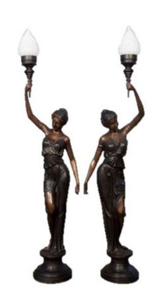 Casa Padrino Stehlampe Luxus Bronze Standleuchten Set - 2 Figurenleuchten Bronzeleuchten von Casa Padrino