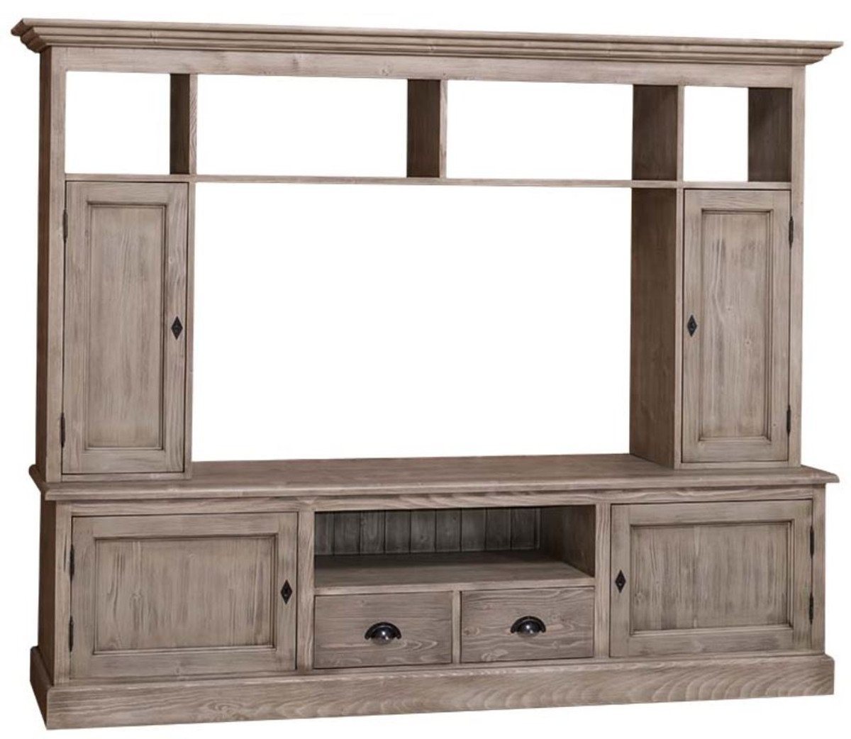 Casa Padrino TV-Schrank Landhausstil Wohnzimmer Fernsehschrank Naturfarben 207 x 46 x H. 166 cm - Landhausstil Wohnzimmermöbel von Casa Padrino