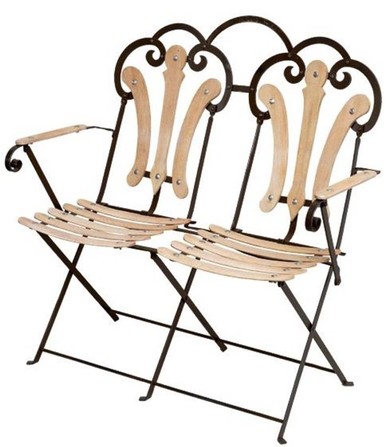 Casa Padrino Terrassen Balkon Gartenbank - Klappbare 2er Bank von Casa Padrino