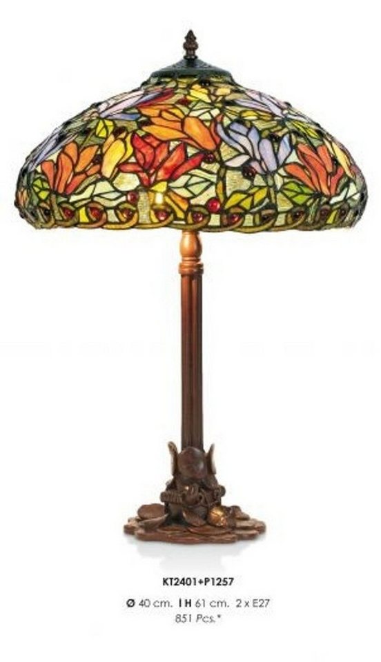 Casa Padrino Tischleuchte Tiffany Hockerleuchte Höhe 61 cm, Durchmesser 40 cm - Leuchte Lampe von Casa Padrino