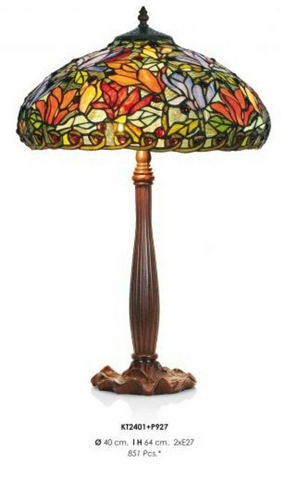 Casa Padrino Tischleuchte Tiffany Hockerleuchte Höhe 64 cm, Durchmesser 40 cm - Leuchte Lampe von Casa Padrino