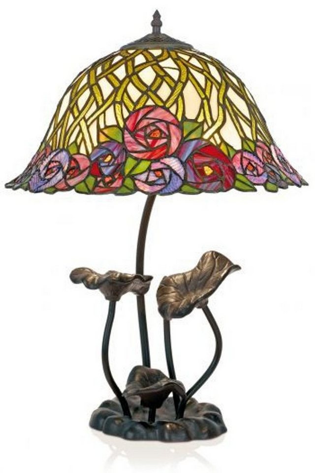 Casa Padrino Tischleuchte Tiffany Tischleuchte Hockerleuchte Blumen - Leuchte Lampe von Casa Padrino