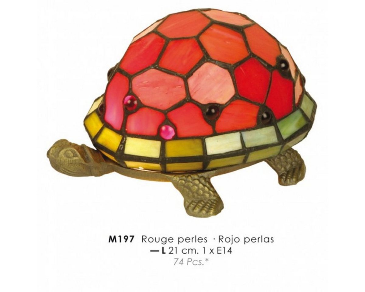 Casa Padrino Tischleuchte Tiffany Tischleuchte Schildkröte Rot Ø 21cm - Tiffany Deko Lampen von Casa Padrino