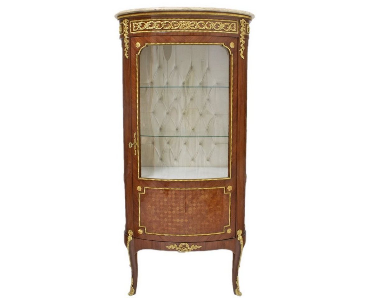 Casa Padrino Vitrine Barock Glas Vitrine Vitrinenschrank 85 x H 180 cm - Barock Möbel - Vitrinenschrank - Wohnzimmerschrank Schrank Mahagoni von Casa Padrino