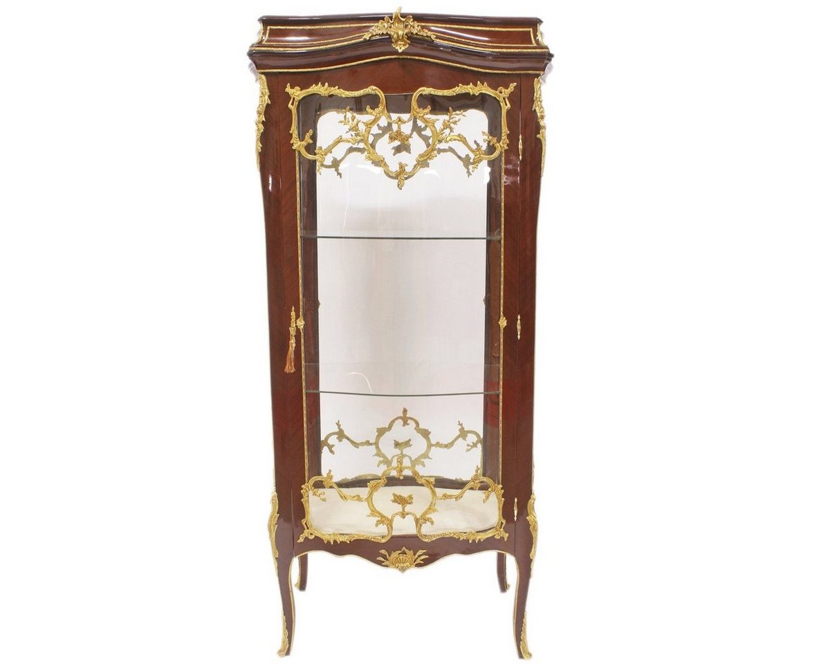 Casa Padrino Vitrine Barock Glas Vitrine Vitrinenschrank - Barock Möbel - Vitrinenschrank 74 x 63 x H 174 cm - Wohnzimmerschrank Schrank Mahagoni / Gold von Casa Padrino