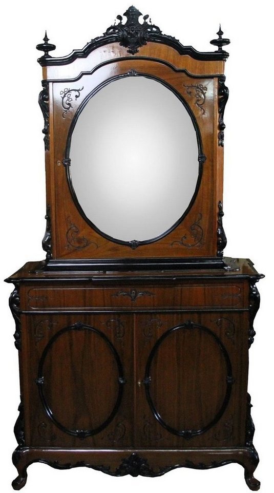 Casa Padrino Vitrine Barock Luxus Vitrinenschrank aus Walnuss mit Innenbeleuchtung Braun H 210 cm, B 110 cm - Vitrinenschrank - Wohnzimmerschrank - Limited Edition - Unikat von Casa Padrino