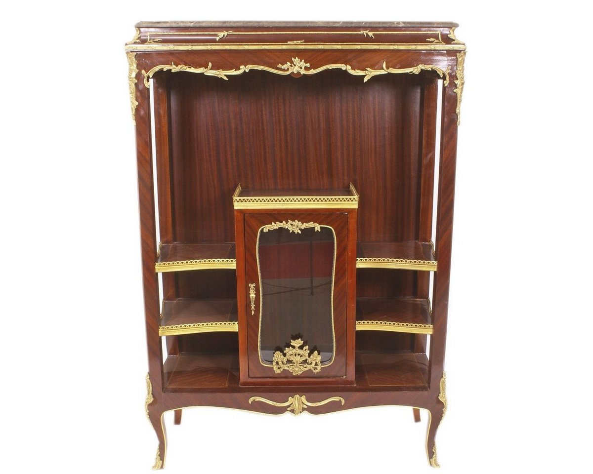 Casa Padrino Vitrine Barock Vitrine Bücherschrank - Barock Möbel - Vitrinenschrank 100 x 44 x H 150cm - Wohnzimmerschrank Schrank Mahagoni / Gold von Casa Padrino