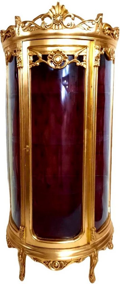 Casa Padrino Vitrine Barock Vitrine Gold / Bordeaux - Vitrinenschrank - Wohnzimmerschrank Glasvitrine - Antik Look Gls Schrank von Casa Padrino
