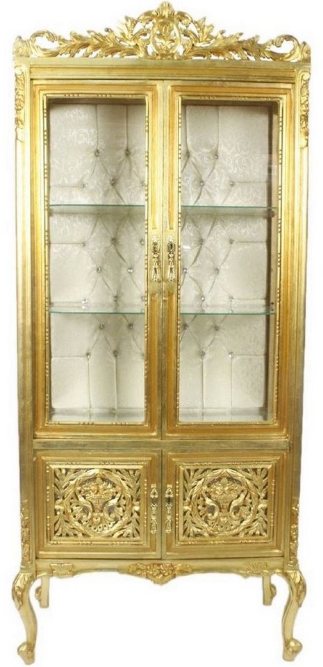 Casa Padrino Vitrine Barock Vitrine Gold / Cremefarben 100 x 40 x H. 170 cm - Prunkvoller Barock Vitrinenschrank mit 2 Glastüren wunderschönen Verzierungen und Glitzersteinen Casa Padrino Vitrine Barock Vitrine Gold / Cremefarben 100 x 40 x H. 170 cm - Prunkvoller Barock Vitrinenschrank mit 2 Glastüren wunderschönen Verzierungen und Glitzersteinen von Casa Padrino