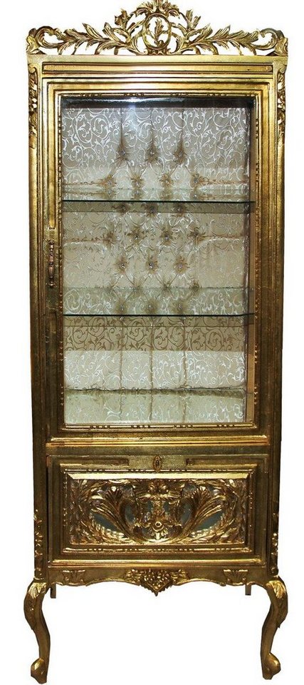 Casa Padrino Vitrine Barock Vitrine Gold / Gold - Vitrinenschrank - Wohnzimmerschrank Glasvitrine - Antik Look von Casa Padrino