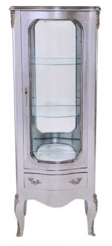 Casa Padrino Vitrine Barock Vitrine Silber 130 cm - Vitrinenschrank - Wohnzimmerschrank von Casa Padrino