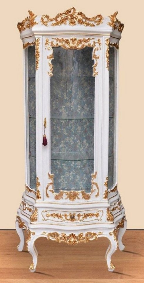 Casa Padrino Vitrine Barock Vitrine Weiß / Gold - Prunkvoller Barock Vitrinenschrank mit Glastür und Schublade - Handgefertigte Barock Wohnzimmer Möbel Casa Padrino Vitrine Barock Vitrine Weiß / Gold - Prunkvoller Barock Vitrinenschrank mit Glastür und Schublade - Handgefertigte Barock Wohnzimmer Möbel von Casa Padrino