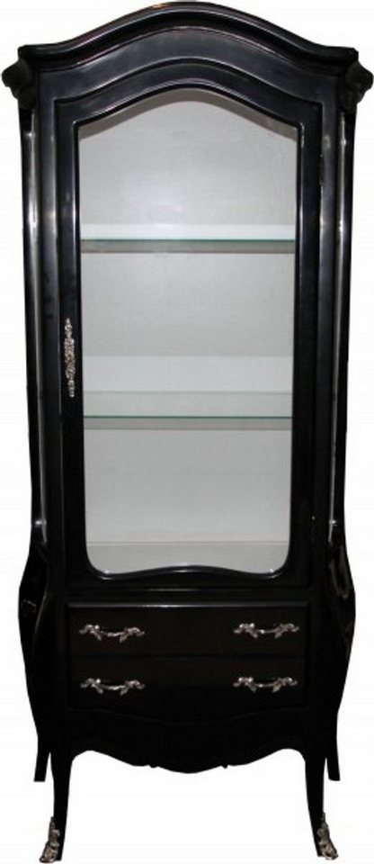 Casa Padrino Vitrine Barock Vitrine in Schwarz/Weiss mit silbernen Griffen - Vitrinenschrank - Wohnzimmerschrank von Casa Padrino