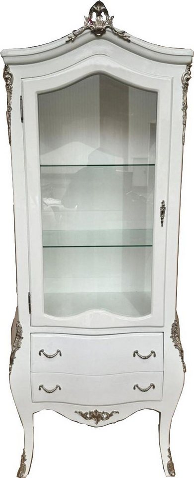 Casa Padrino Vitrine Casa Padrino Barock Vitrine Weiß / Silber H. 185 cm - Barock Möbel von Casa Padrino