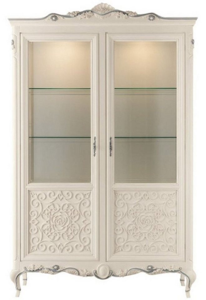 Casa Padrino Vitrine Casa Padrino Luxus Barock Vitrine Creme / Grau - Handgefertigter italienischer Barockstil Vitrinenschrank - Barockstil Möbel - Italienische Barock Möbel - Luxus Qualität - Made in Italy von Casa Padrino