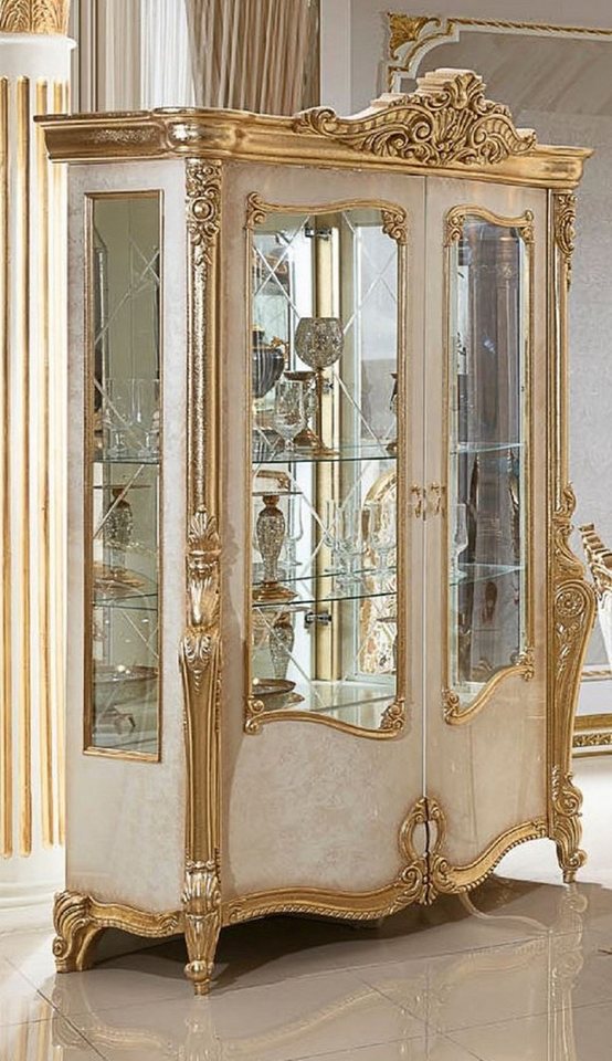 Casa Padrino Vitrine Casa Padrino Luxus Barock Vitrine Weiß / Beige / Gold H. 220 cm von Casa Padrino