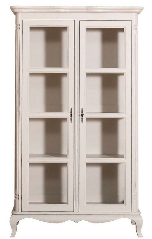 Casa Padrino Vitrine Landhausstil Vitrinenschrank Antik Hellgrau 112 x 49 x H. 190 cm - Massivholz Wohnzimmerschrank mit 2 Glastüren von Casa Padrino