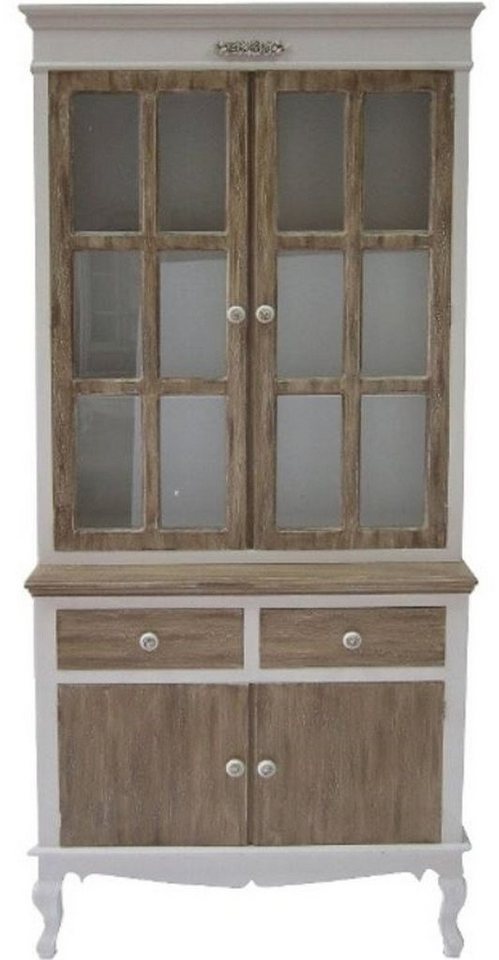 Casa Padrino Vitrine Landhausstil Vitrinenschrank Weiß / Braun 89 x 40 x H. 195 cm - Landhausstil Möbel von Casa Padrino