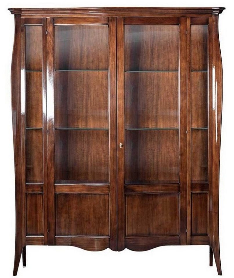 Casa Padrino Vitrine Luxus Art Deco Vitrine Braun 170 x 50 x H. 215 cm - Massivholz Vitrinenschrank mit 2 Glastüren - Luxus Art Deco Wohnzimmer Möbel von Casa Padrino