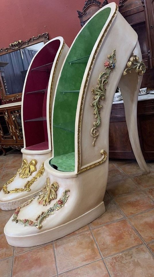 Casa Padrino Vitrine Luxus Barock High Heel Vitrine Grün / Creme / Gold - Handgefertigter Massivholz Damenschuh Vitrinenschrank - Prunkvolle Barock Möbel Casa Padrino Vitrine Luxus Barock High Heel Vitrine Grün / Creme / Gold - Handgefertigter Massivholz Damenschuh Vitrinenschrank - Prunkvolle Barock Möbel von Casa Padrino