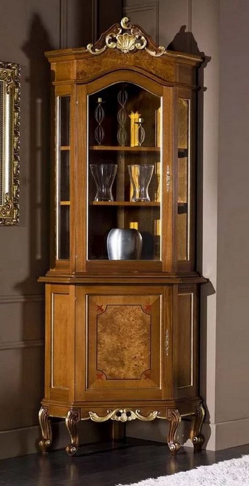 Casa Padrino Vitrine Luxus Barock Vitrine Braun / Gold - Handgefertigter Massivholz Vitrinenschrank mit 2 Türen - Prunkvolle Barock Möbel - Luxus Qualität - Made in Italy von Casa Padrino
