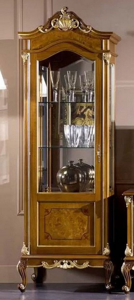 Casa Padrino Vitrine Luxus Barock Vitrine Braun / Gold - Handgefertigter Massivholz Vitrinenschrank mit Tür - Prunkvolle Barock Möbel - Luxus Qualität - Made in Italy von Casa Padrino
