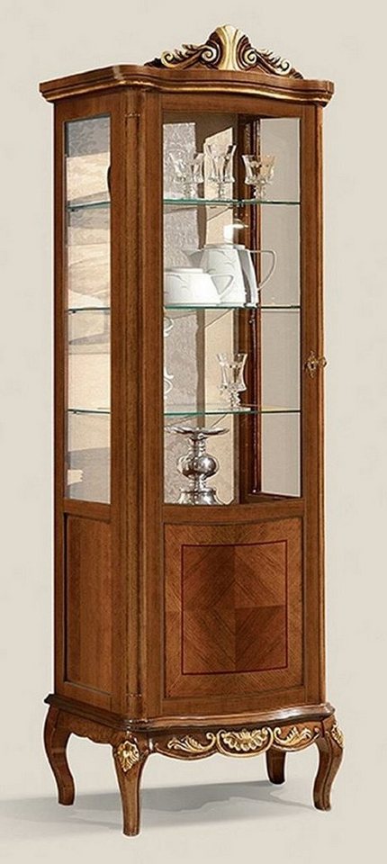 Casa Padrino Vitrine Luxus Barock Vitrine Braun / Gold - Prunkvoller Barock Vitrinenschrank mit Glastür und 3 Glasregalen - Barock Möbel - Luxus Qualität - Made in Italy von Casa Padrino