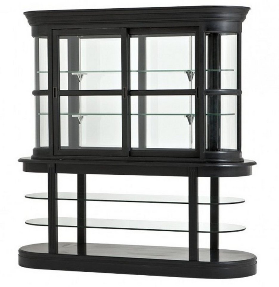 Casa Padrino Vitrine Luxus Glas Vitrinen Schrank Schwarz Massivholz Birmingham Wohnzimmer Schrank Barock Jugendstil Rokoko Vitrine Ladeneinrichtung von Casa Padrino