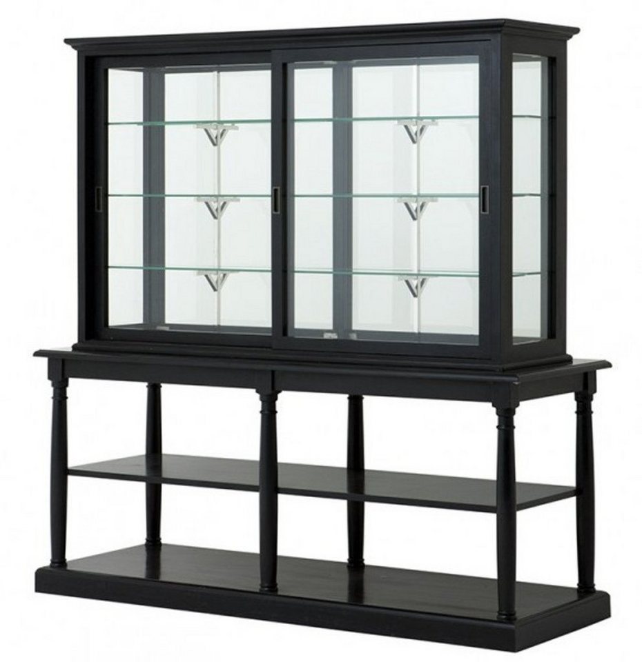 Casa Padrino Vitrine Luxus Glas Vitrinen Schrank Schwarz Massivholz London Wohnzimmer Schrank Barock Jugendstil Rokoko Vitrine Ladeneinrichtung von Casa Padrino