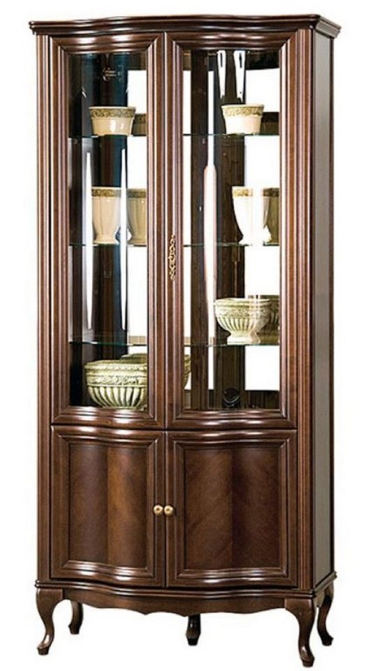 Casa Padrino Vitrine Luxus Jugendstil Vitrinenschrank Dunkelbraun 96,5 x 52,5 x H. 206 cm - Wohnzimmerschrank mit 4 Türen - Wohnzimmermöbel von Casa Padrino