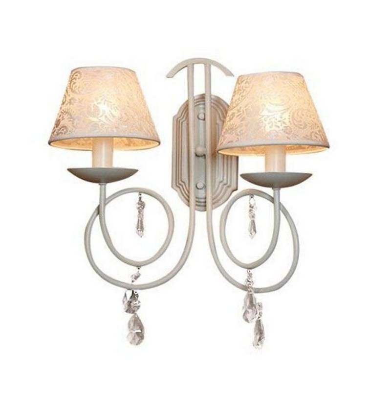 Casa Padrino Wandleuchte Barock Wandleuchte mit Kristall-Deco, Weiss - Leuchte Lampe von Casa Padrino